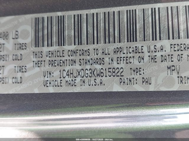 2019 JEEP WRANGLER UNLIMITED 1C4HJXDG3KW615822 Photo 8