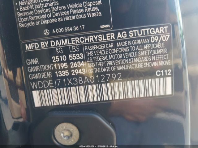 2008 MERCEDES-BENZ CL 550 WDDEJ71X38A012792 Photo 8