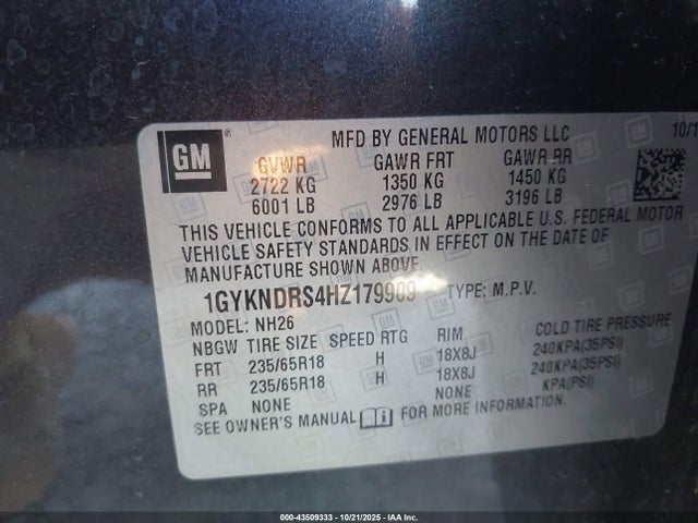 2017 CADILLAC XT5 1GYKNDRS4HZ179909 Photo 8