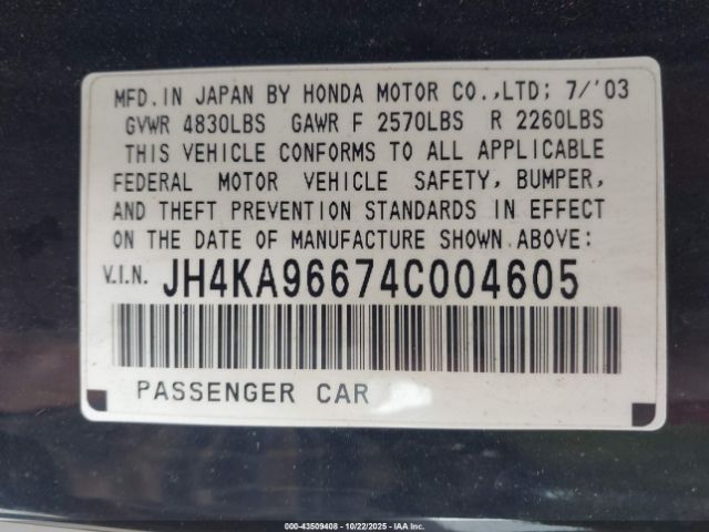 2004 ACURA RL JH4KA96674C004605 Photo 8
