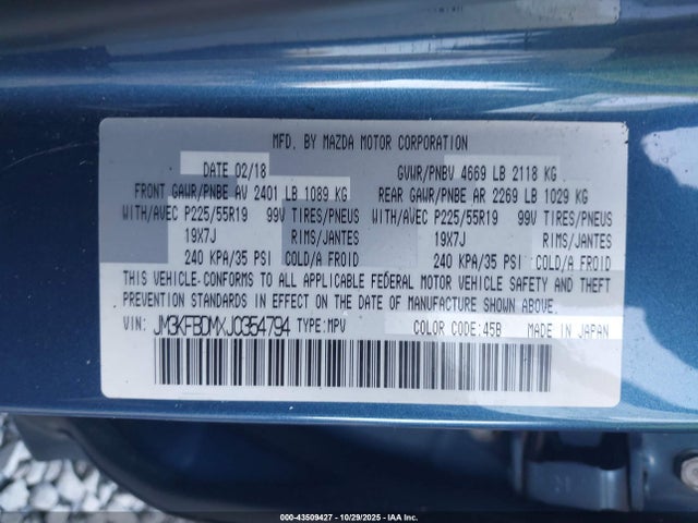 Aukcja sprzedaży 2018 Mazda Cx-5 Grand Touring, vin: JM3KFBDMXJ0354794, numer aukcji: 43509427