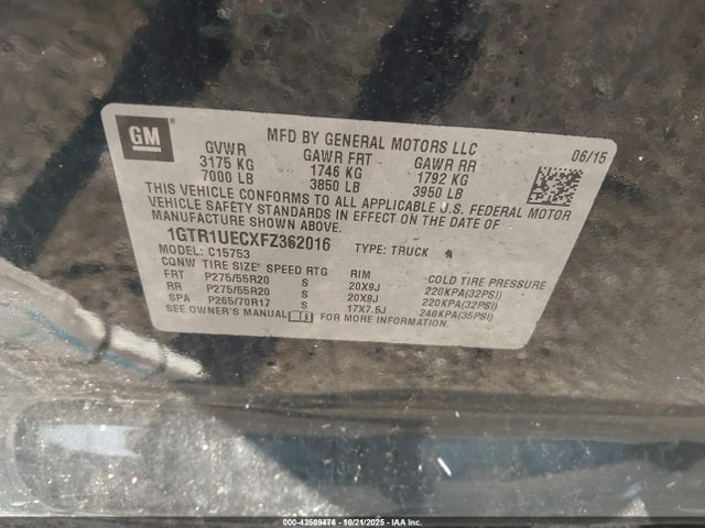 1GTR1UECXFZ362016 GMC Sierra 1500 Sle
