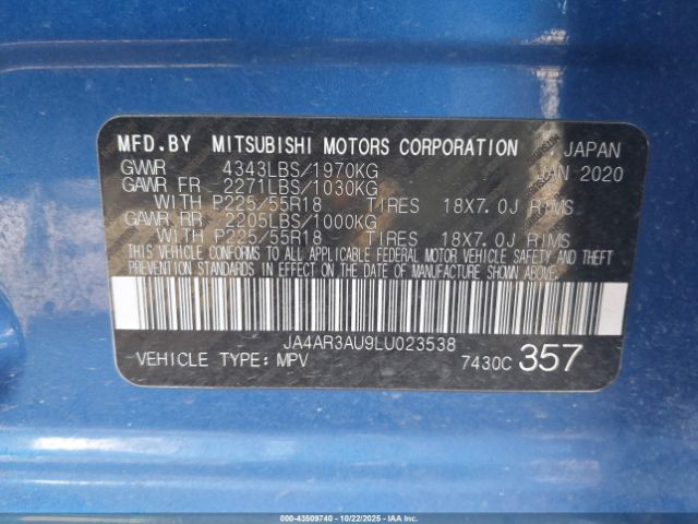 2020 MITSUBISHI OUTLANDER SPORT JA4AR3AU9LU023538 Photo 8