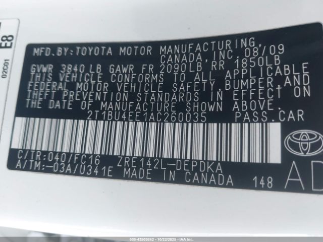 2010 TOYOTA COROLLA 2T1BU4EE1AC260035 Photo 8