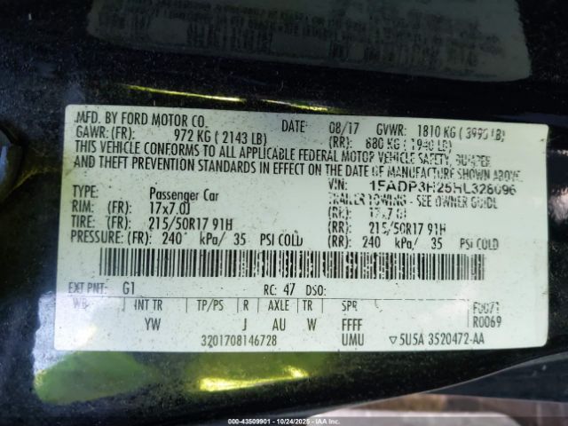 2017 FORD FOCUS 1FADP3H25HL328096 Photo 8