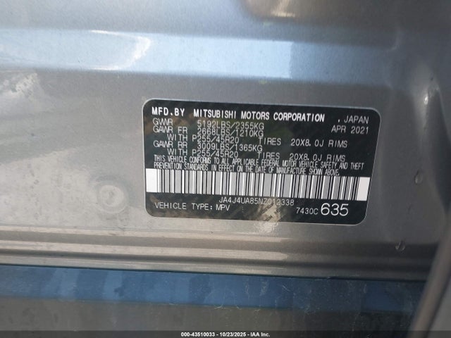 2022 MITSUBISHI OUTLANDER JA4J4UA85NZ012338 Photo 8