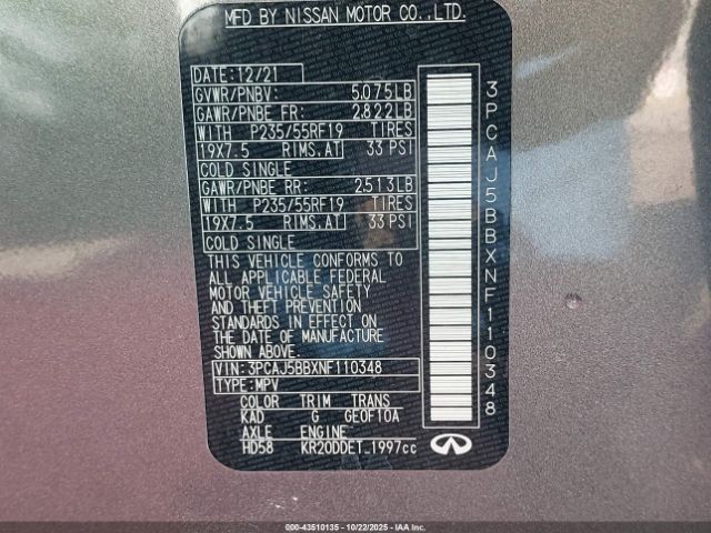 2022 INFINITI QX50 3PCAJ5BBXNF110348 Photo 8