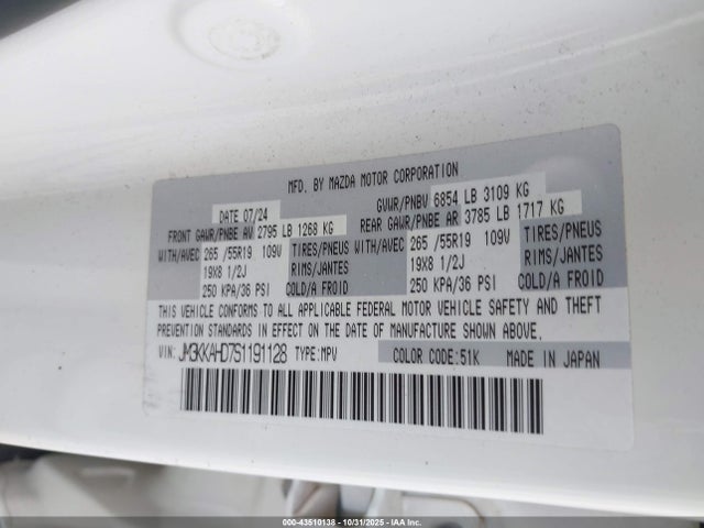JM3KKAHD7S1191128 Mazda Cx-90 3.3 Turbo Select Package