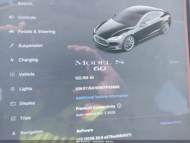 2014 TESLA MODEL S 5YJSA1S19EFP45680 Photo 6