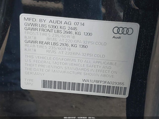 2015 AUDI Q5 WA1LFBFP3FA029355 Photo 8