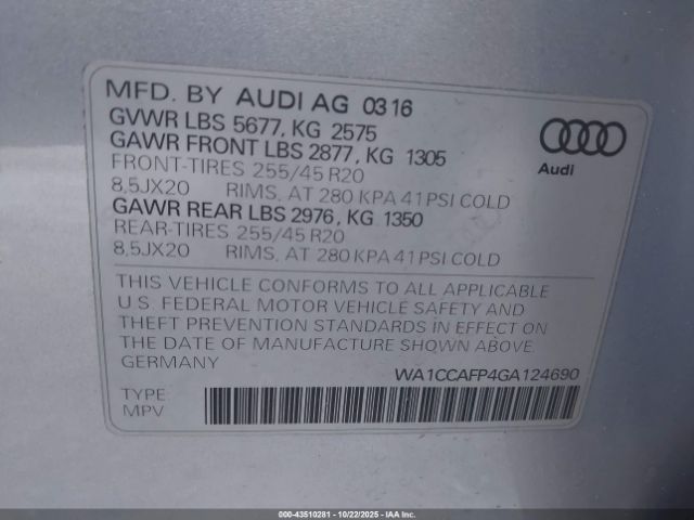 2016 AUDI SQ5 WA1CCAFP4GA124690 Photo 8