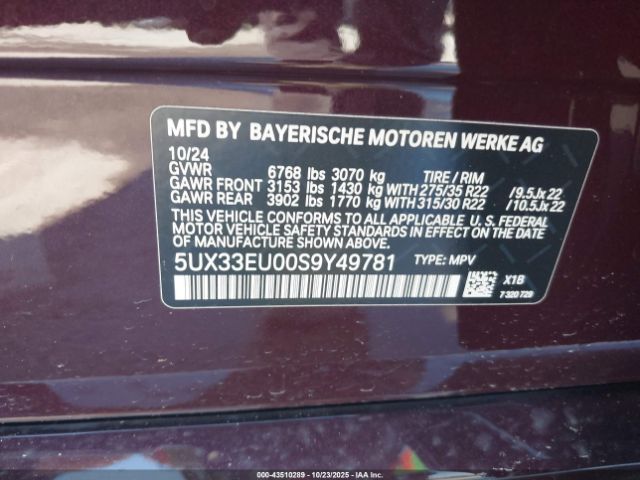 2025 BMW X5 5UX33EU00S9Y49781 Photo 8