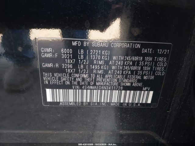 2022 SUBARU ASCENT 4S4WMAED8N3411728 Photo 8