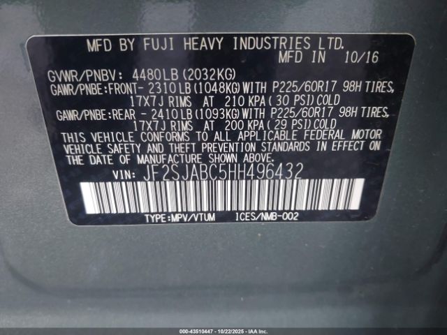 2017 SUBARU FORESTER JF2SJABC5HH496432 Photo 8