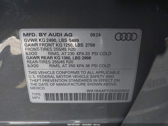 2025 AUDI Q5 SPORTBACK WA15AAFY2S2020502 Photo 8