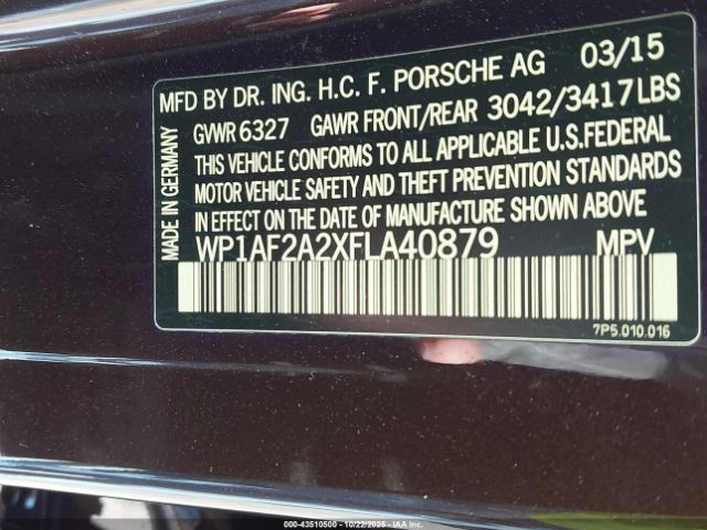 2015 PORSCHE CAYENNE WP1AF2A2XFLA40879 Photo 8