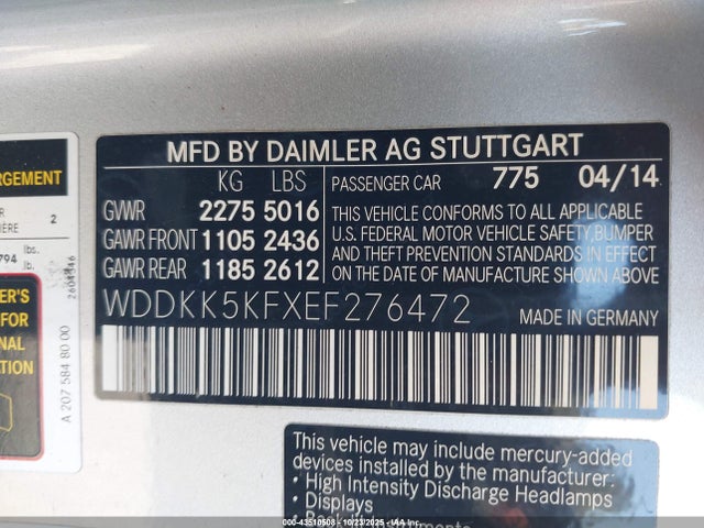 Продажа на аукционе авто 2014 Mercedes-benz E 350, vin: WDDKK5KFXEF276472, номер лота: 43510508