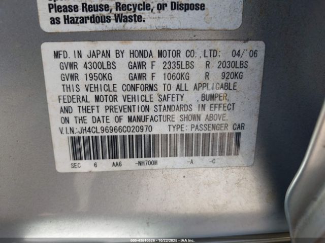 2006 ACURA TSX JH4CL96966C020970 Photo 8