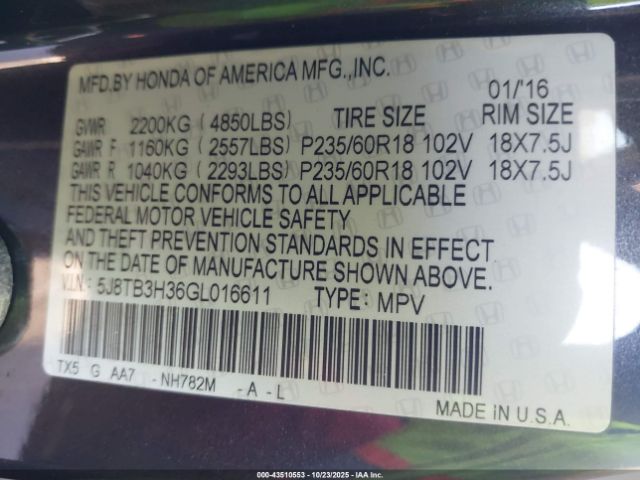 2016 ACURA RDX 5J8TB3H36GL016611 Photo 8