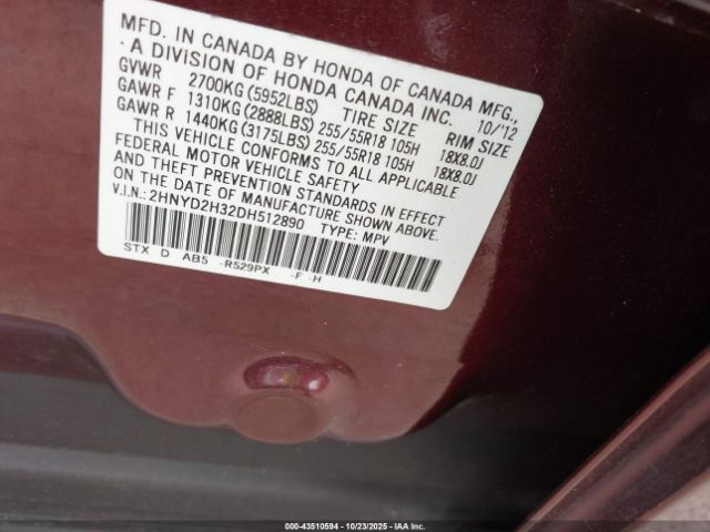 2013 ACURA MDX 2HNYD2H32DH512890 Photo 8