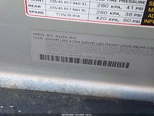 2006 AUDI A3 WAUKD78PX6A081659 Photo 8