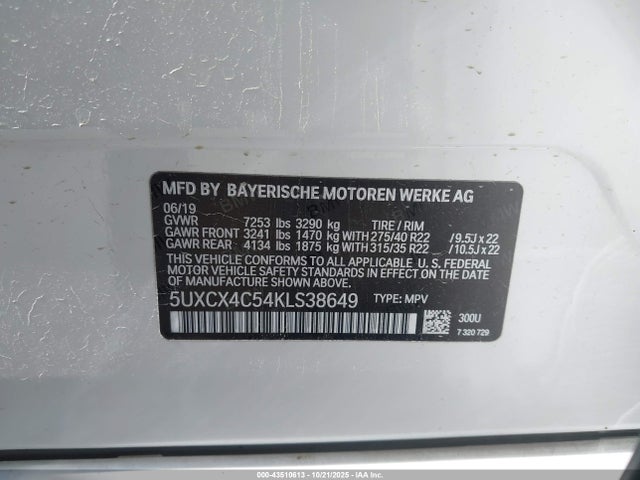 BMW X7 2019 5UXCX4C54KLS38649 Image 9
