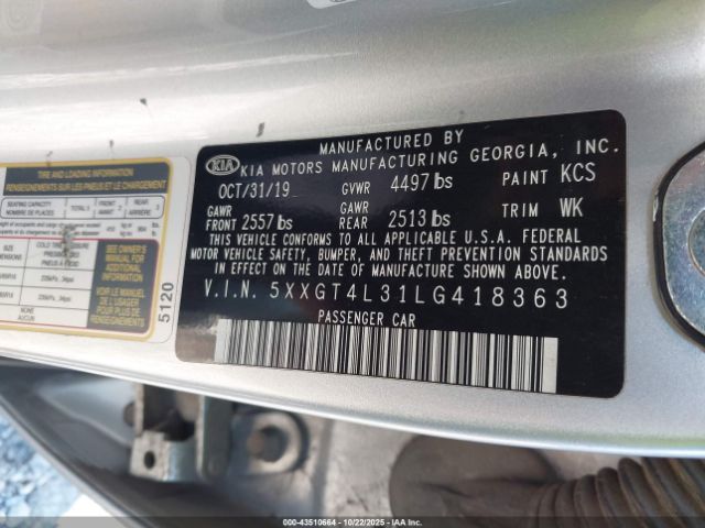 2020 KIA OPTIMA 5XXGT4L31LG418363 Photo 8