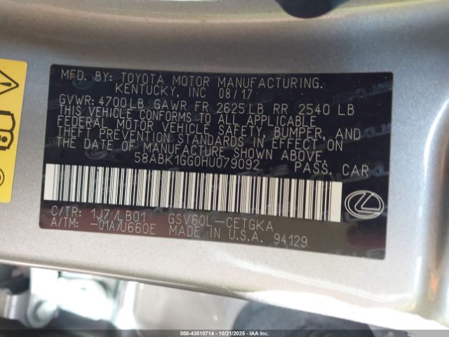 2017 LEXUS ES 350 58ABK1GG0HU079092 Photo 8