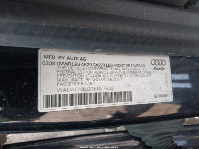 2003 AUDI A4 WAUAC48H33K027633 Photo 8