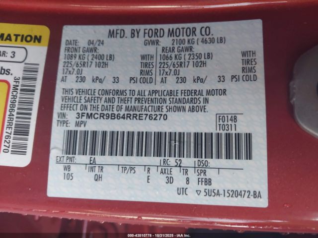 2024 FORD BRONCO SPORT 3FMCR9B64RRE76270 Photo 8