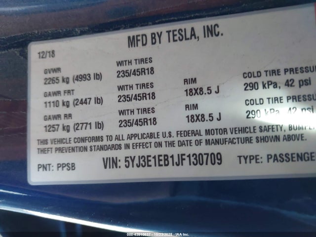 2018 TESLA MODEL 3 5YJ3E1EB1JF130709 Photo 8