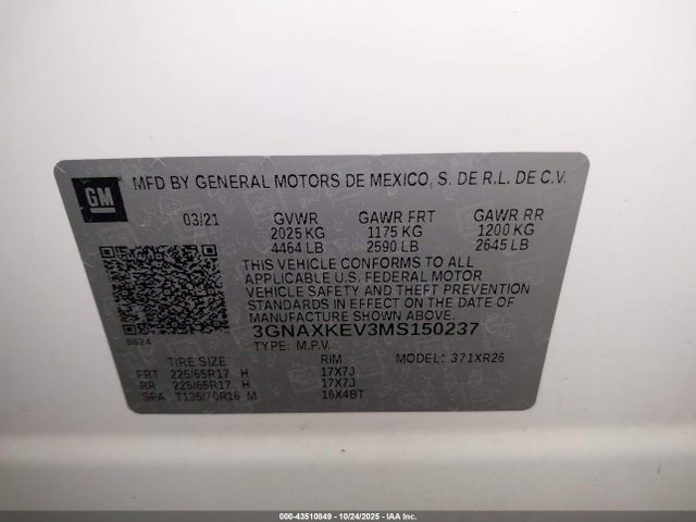 2021 CHEVROLET EQUINOX 3GNAXKEV3MS150237 Photo 8