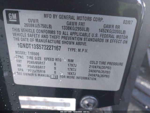 2007 CHEVROLET TRAILBLAZER 1GNDT13S572227167 Photo 8