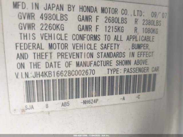 2008 ACURA RL JH4KB16628C002670 Photo 8