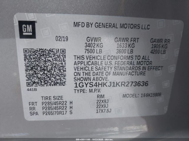 2019 CADILLAC ESCALADE ESV 1GYS4HKJ1KR273636 Photo 8