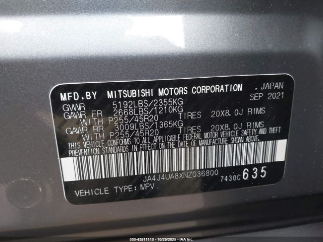 2022 MITSUBISHI OUTLANDER JA4J4UA8XNZ036800 Photo 8