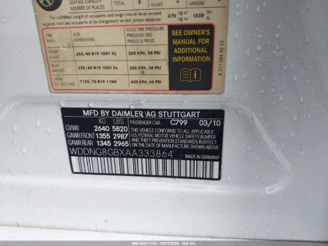 2010 MERCEDES-BENZ S 550 WDDNG8GBXAA333864 Photo 8