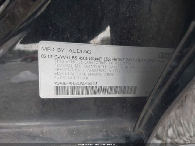 2013 AUDI A4 WAUBFAFL8DN045210 Photo 8