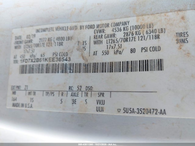 Ford F-250 2019 1FD7X2B61KEE36543 Image 9