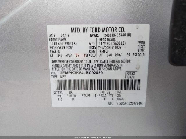 2018 FORD EDGE 2FMPK3K84JBC02039 Photo 8