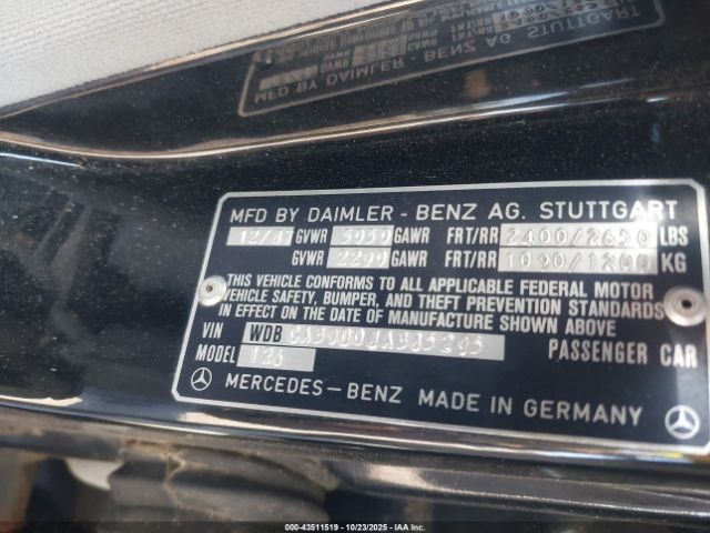 1988 MERCEDES-BENZ 560 WDBCA39D0JA385295 Photo 8