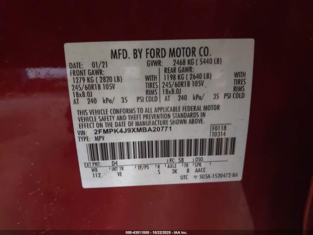2021 FORD EDGE 2FMPK4J9XMBA20771 Photo 8