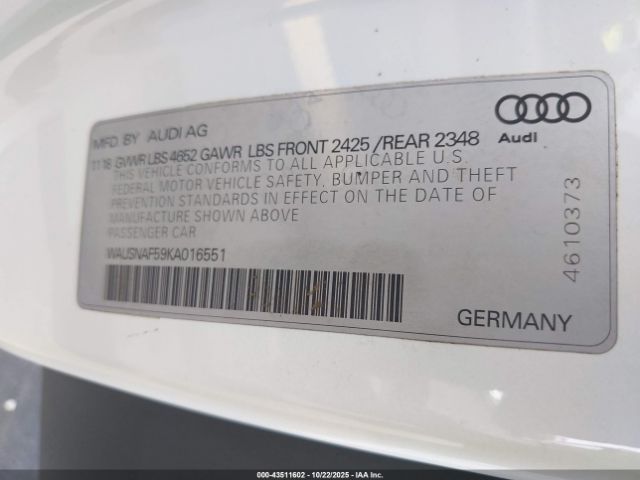 2019 AUDI A5 WAUSNAF59KA016551 Photo 8