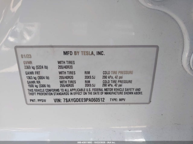 2023 TESLA MODEL Y 7SAYGDEE9PA060512 Photo 8