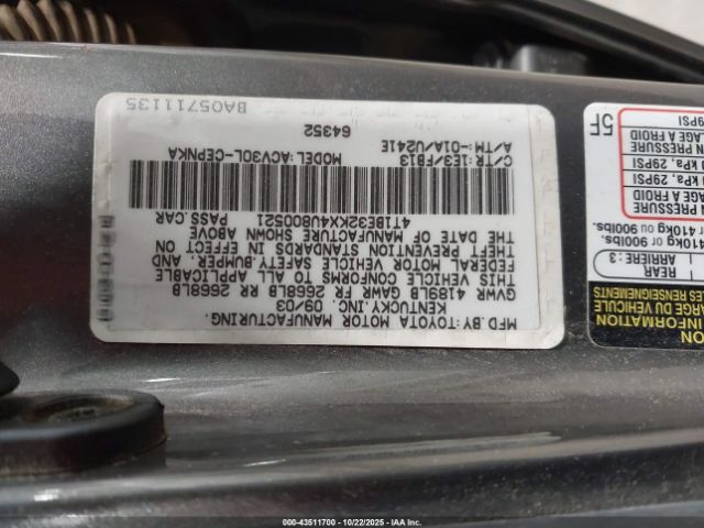 2004 TOYOTA CAMRY 4T1BE32KX4U800521 Photo 8