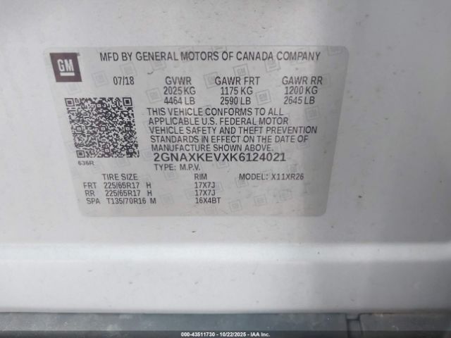 2019 CHEVROLET EQUINOX 2GNAXKEVXK6124021 Photo 8