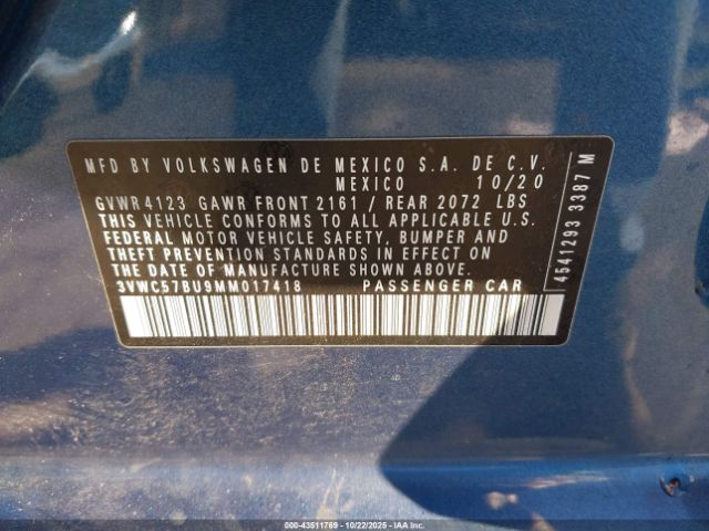 2021 VOLKSWAGEN JETTA 3VWC57BU9MM017418 Photo 8