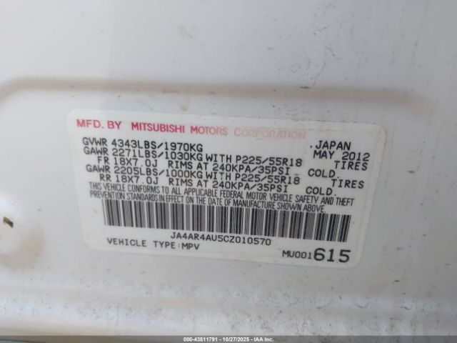 2012 MITSUBISHI OUTLANDER SPORT JA4AR4AU5CZ010570 Photo 8