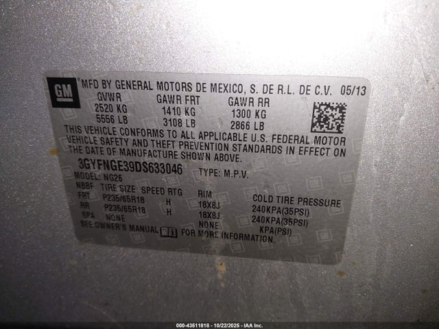 2013 CADILLAC SRX 3GYFNGE39DS633046 Photo 8