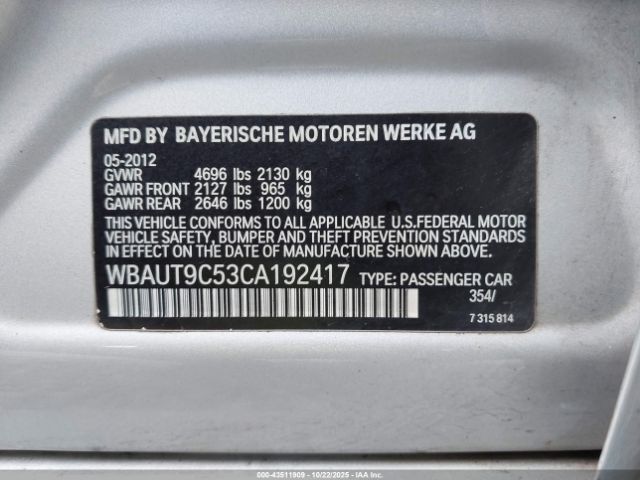 2012 BMW 328I WBAUT9C53CA192417 Photo 8